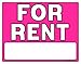 For Rent Signs, 11 x 14 Inch, Neon Fluorescent Pink, Pack of 4