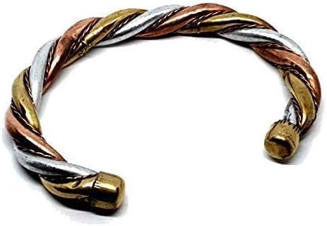 Eclectic Shop Uk Kada Twist Metal Bracelet Bangle Panchdhatu Brass 8 Metal Adjustable Therapeutic