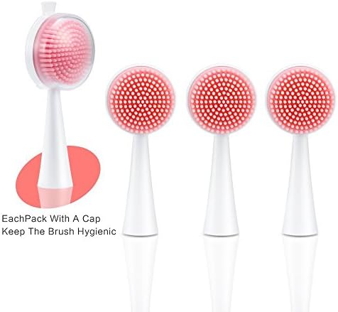 WONYERED 3- Pack Electric Facial Massage Brush Replacement Heads Face Care Massager Vibration Silicone Brush
