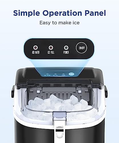 COWSAR Ice Makers Countertop, Portable Ice Maker Machine with Self-Cleaning, 26.5lbs/24Hrs, 6 Mins/9 Pcs Bullet Ice, Ice Scoop and Basket, Handheld Ice Maker for Kitchen/Home/Office/Party