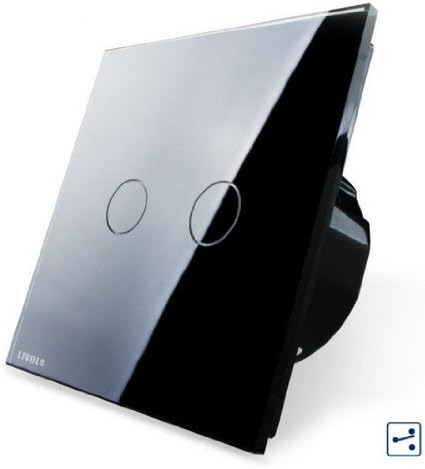 EU standard,VL-C702S-12, 2 Gang 2 Way Control, Black Crystal Glass Panel, Wall Light Touch Screen Switch