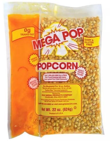 Mega-pop Popcorn 6 count, Oil and Salt Kit with