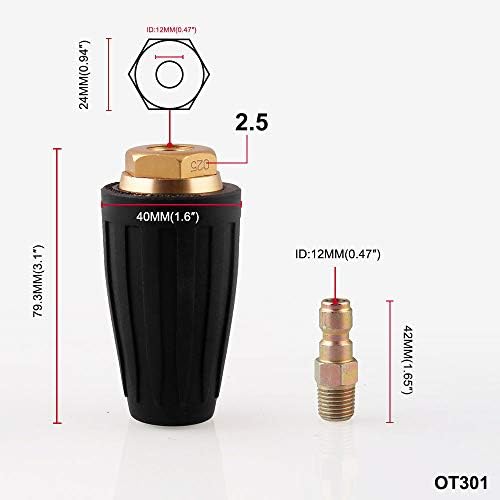 Coromose 1PC Rotating Turbo Nozzle High Pressure Washer Rotating Turbo Nozzle Spray Tip 2.5-4 GPM 3600PSI Aperture 025