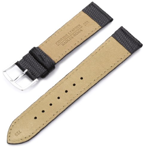 Hadley-Roma Men's MSM725RA 200 20-mm Black Java Lizard Grained Leather Watch Strap
