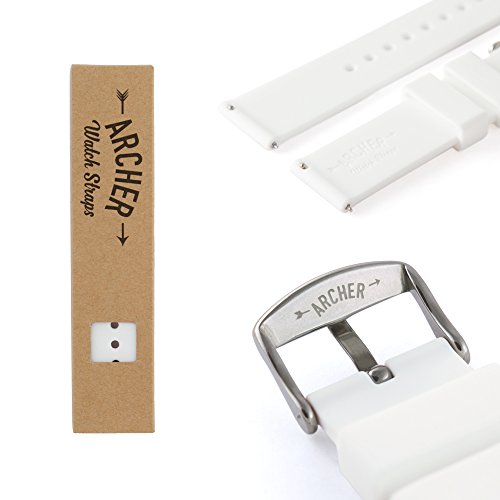 Archer Watch Straps Silicone Quick Release Soft Rubber Replacement Watch Bands (White, 20mm