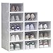 IRONLAND Modern Clear Plastic Stackable Shoe Storage Boxes 12 Pack (12.9 x 9.1 x 5.7 inches)