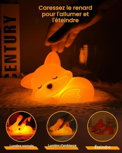 Amaredom Fox Night Light, Cute Fox Lamp, Adjustable Brightness, 20 Min Timer, Ideal for Children's Room - Unique Gift and Adorable Toy [Energy Class A]