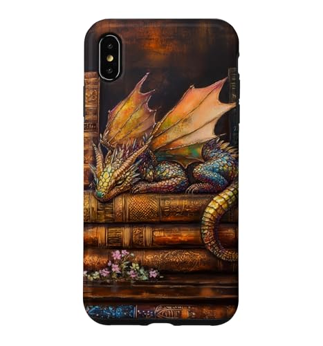 Dragon Reads a Book Library Cottagecore Bookworm Bookish Case for iPhone XS Max