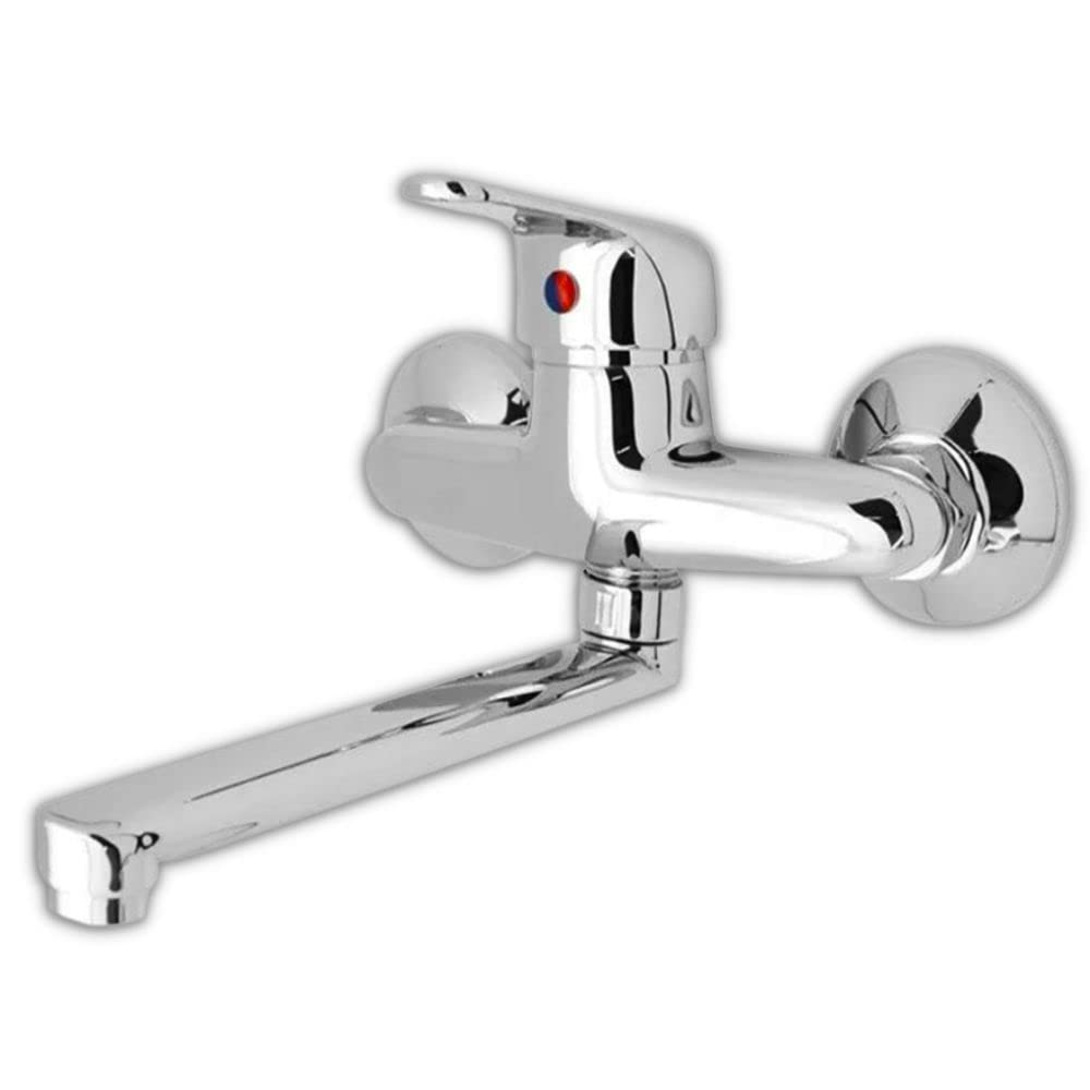 EM Wall Mixer Tap Single Lever Hot Water Cold Polished Chrome