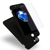 iPhone 7 Case, Coocolor [Perfect Fit] 360 Degree All-around Ultra Thin Full Body Coverage Protection Dual Layer Hard Slim Case + Tempered Glass Screen Protector For iPhone 7-Black
