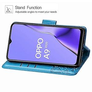 Dedux Portafoglio Custodia per Oppo A9 2020, Cover per Custodia a Farfalla con Fiore di Rosa in Rilievo [Funzione Stand… - immagine 5