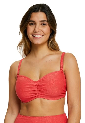 SANS COMPLEXE, Haut de Maillot de Bain Bandeau avec Armatures, Modèle Bask in Bliss, Rouge Poppy, 95D