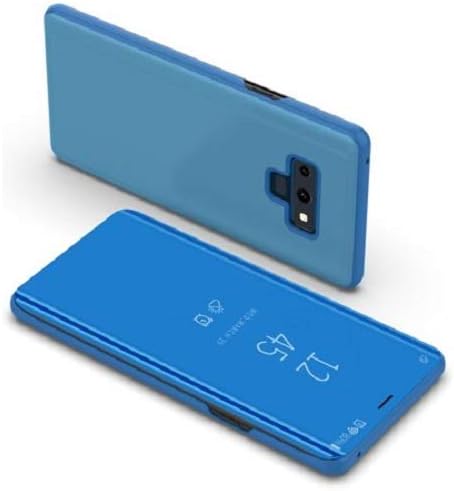 DHAN GRD: Full Body 3-in-1 Slim Fit Complete 3D 360 Degree Protection Hybrid Hard Bumper for Samsung Note 9 Mirror flip Case Cover (Blue)