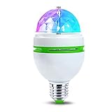 LED Rotating Disco Light Bulb E27 3W Auto Rotating RGB Disco Ball Lamps Rotating Light Party Lights, Strobe Light, 3W LED Bulb for Stage Xmas DJ Bar Karaoke Xmas Wedding Show Club Pub