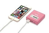 RIF6 Nova Portable Wireless Multiple USB Charger; 5000mAh External Battery Power Bank for iPhone, Samsung and Mobile USB Devices with LCD Display Screen (Pink)