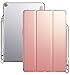 iPad 9.7 Case, Poetic Lumos X Flexible Soft Transparent Ultra-Thin TPU Slim-Fit Trifold Stand Folio Smart Cover [Auto Wake/Sleep][Pencil Holder] for NEW iPad 9.7 (6th Gen 2018) Rose Gold/Clear