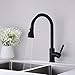 TUTEW Matte Black 3-Function Spray Kitchen Faucet with Drip-Free Design, 360 Degree Rotation, and Easy Pull-Down