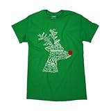 Wordy Reindeer Christmas Green T-Shirt - Tees2urdoor
