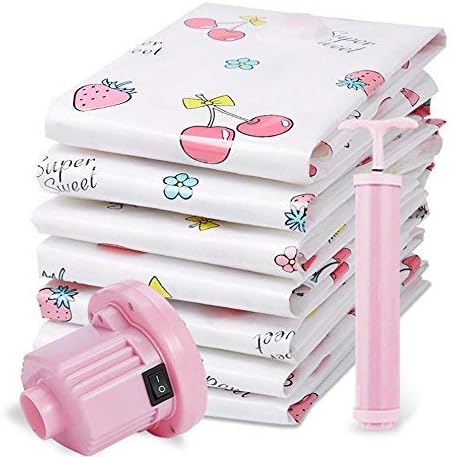 Potatogirl Vacuum Transparent Border Foldable Saving Space Bags,for Clothes,Blankets,Comforters,Pillows Bag (80x100cm)