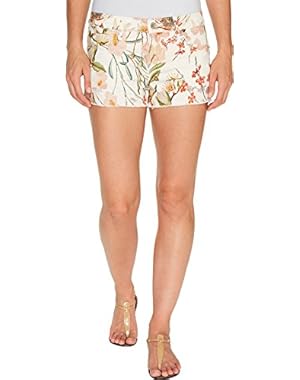 7 For All Mankind Womens Cut Off Shorts w/ Side Splits & Light Destroy in Tropical Print 2
