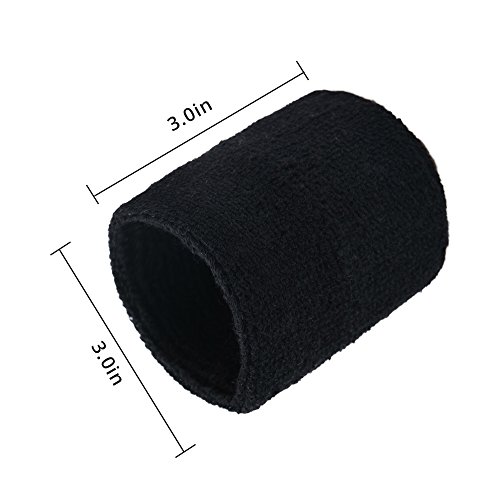 HBY 4 Pairs Athletic Thick Cotton Wristband Sweatband for Sports