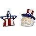 Red White Blue Patriotic Star and Uncle Sam Ceramic Salt and Pepper Shaker Set