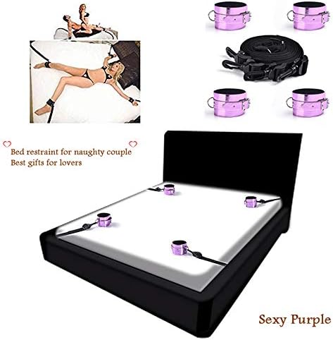 Adjustable Straps Tie Set Kit for Bed Adult Restraint with Hand & Foot Cuffs Ankle & Wrist Cuffs for Women and Men Restraints Fit Almost Any Size Mattress (Purple)