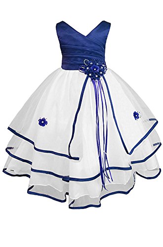 royal blue and white flower girl dresses
