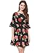 Allegra K Women's Loose Boat Neck Half Flare Sleeves Swing Babydoll Floral Dress