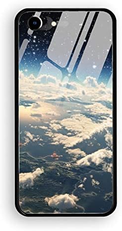 Moon Space Case for iPhone 8 iPhone 7, 4.7-Inch, Shock-Absorption Bumper Cover, Anti-Scratch Clear Tempered Glass Back