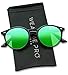 WearMe Pro Classic Small Round Retro Sunglasses, Black Frame/Mirror Green