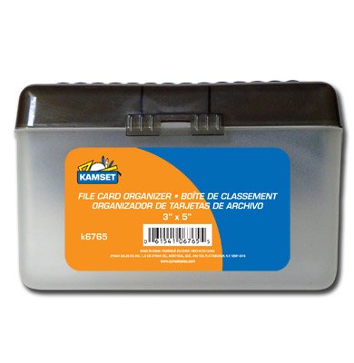 Plastic Index Card Flip Top File Box Holds 3 x 5 Cards