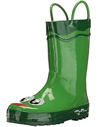 Western Chief Boys Waterproof Printed Rain Boot with Easy Pull On Handles, Fritz the Frog, 12 M US Little Kid