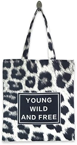 TaiYa Fashion Casual Reusable Cotton Canvas Tote Shoulder Bag Designer Grocery Shopping Bags(Leo)