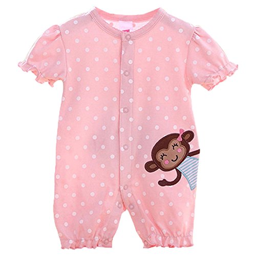 Monvecle Unisex Baby 2 Pack Summer Romper Playwear Short Sleeved Jumpsuit Monkey 12M