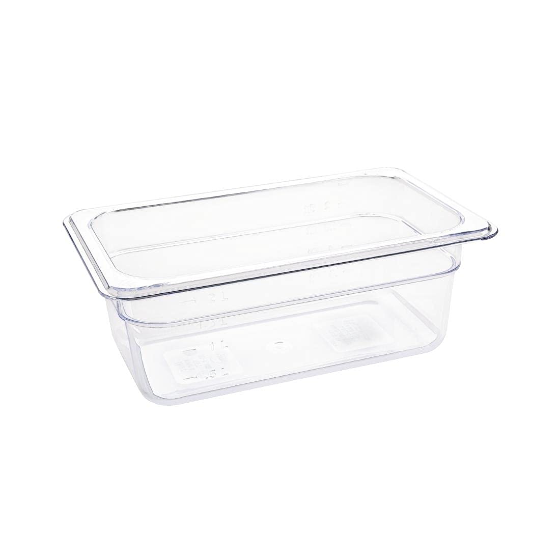 Vogue U237 Polycarbonate 1/4 Gastronorm Container, 2.4 L Capacity, 265 mm L x 162 mm W x 100 mm H, Clear