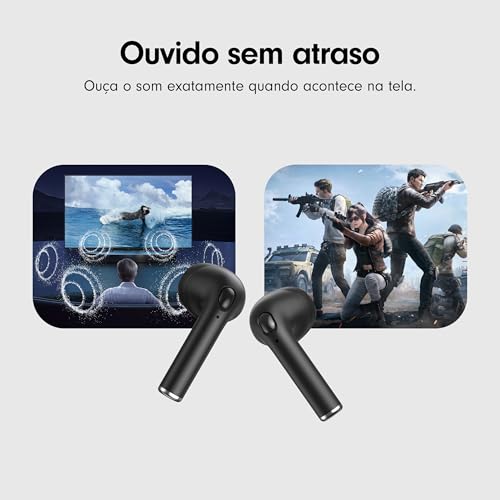 Fones de Ouvido Bluetooth Tranya True Wireless, 4 Microfones para Chamadas Claras, Controle de Botão Preciso, Bateria de Longa Duração, Conforto o Dia Todo