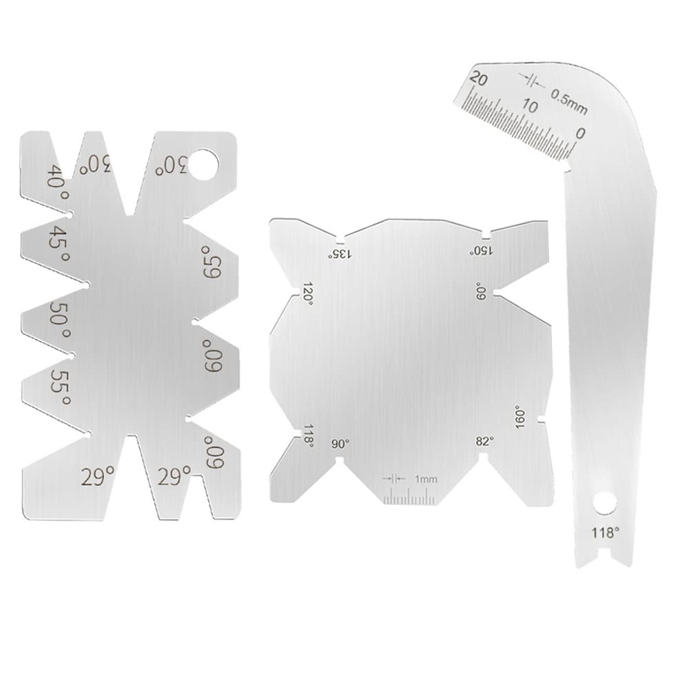 3Pcs Drill Bit Angle Gauge Stainless Steel Drill Sharpener Tools S/S Angle Measuring Gage Top Angle Front Edge Measurement Tool Accessories