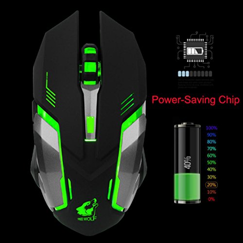 Fullfun FREE WOLF Rechargeable X7 Wireless Sound off LED Backlit USB Optical Gaming Mouse (Black)