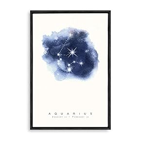 Framed Canvas Wall Art - Constellation Aquarius - Giclee Painting Wall Art for Bedroom Living Room Home Decoration - 16x24 inches