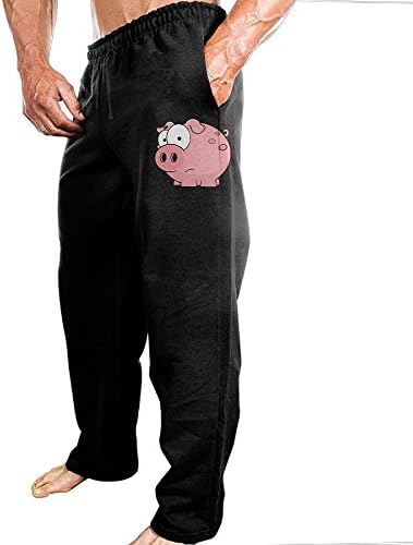 TERTR4E4 Mens Casual Athletics Jogger Sweatpants Trousers Elastic Waist Cartoon Pink Pig Sweatpants