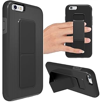 iPhone 6 Plus Case, iPhone 6S Plus Case, ZVEdeng Vertical and Horizontal Stand Hand Strap Kickstand Shockproof Heavy Duty Dual Layer Cover for Apple iPhone 6 Plus / 6s Plus 5.5'' Black and Grey