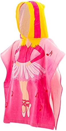 Youth/Little Kids Hooded Poncho Ballerina Towel For Beach, Bath, Or Dance Pink One Size