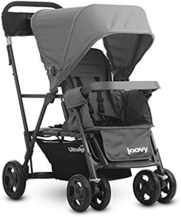Best Heavy Duty Double Tandem Baby Strollers, Travel System Ready, Car Seat Adapter for 2, with Infants, Toddlers and Kids, Latest 2016 Model, JPMA Certified, Gray, with 2 Free Handy Hooks