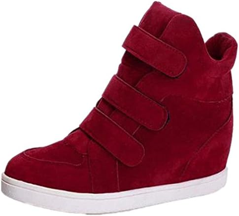 Gillberry Women Shoes Autumn Winter Hidden Heel Flock Wedge Casual Shoes (5.5, Red)