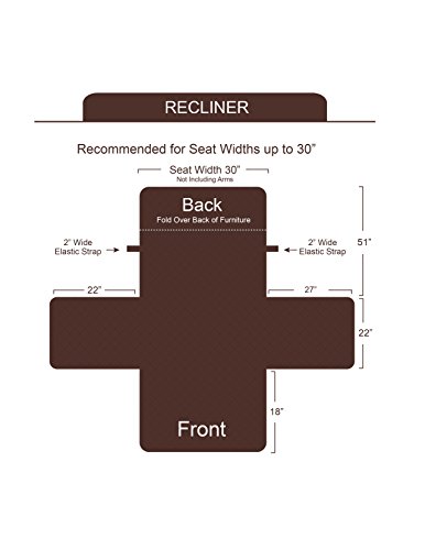 E-Living Store Recliner/Chair Protector, Reversible with Elastic Strap to hold in Place - Beige - Thumbnail 4