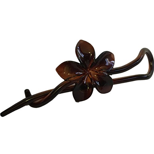 Parcelona French Twist N Clip (Set of 3) Flower, Bow and Chain Celluloid Hair Clip Barrette