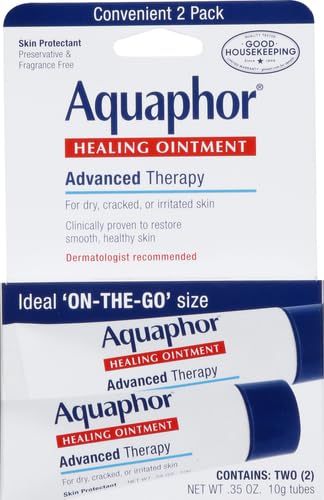 Aquaphor Healing Ointment Advanced Therapy Skin Protectant, Dry Skin Body Moisturizer, 0.35 Oz Tube, Pack of 2