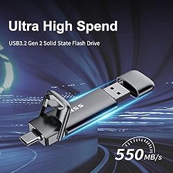 SSK 128GB Dual USB C Flash Drive,2-in-1 Type C+ USB