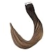 Full Shine Tape in Extensions Color 1B/27/1B Black with Blonde Human Hair Extensions Tape Ins 18 Inch Ombre Remy Extensions 20PCS Seamless Tape Hair Extensions Real Human Hair 50g for Party